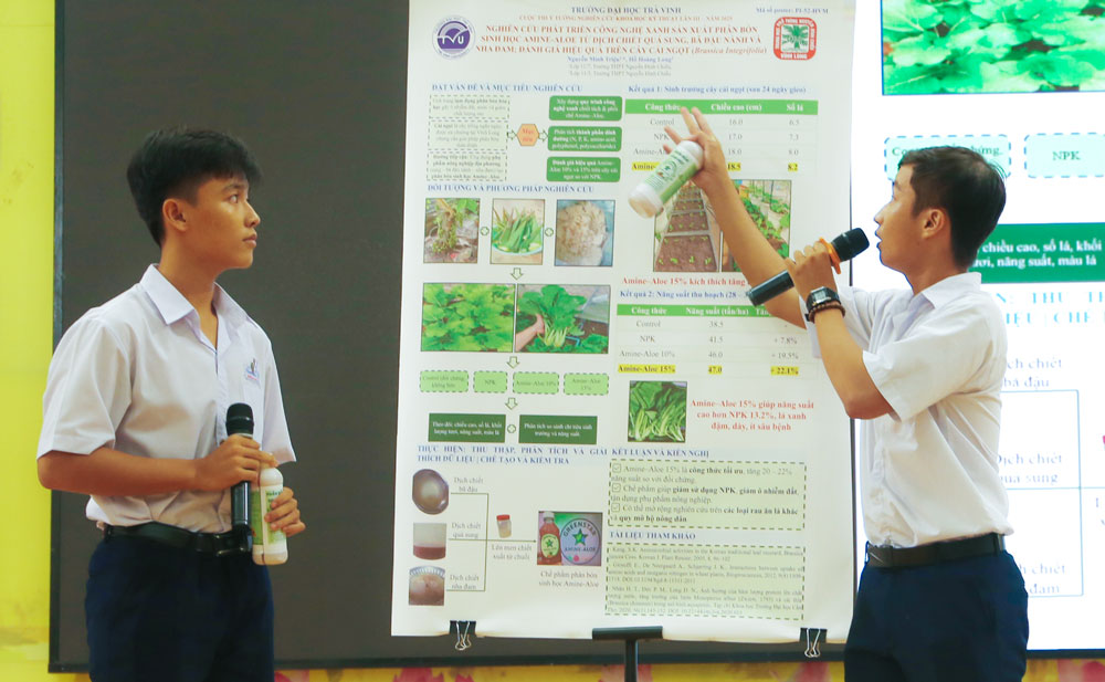 Học sinh Trường THPT Nguyễn Đình Chiểu thuyết trình dự án tại vòng toàn khối.