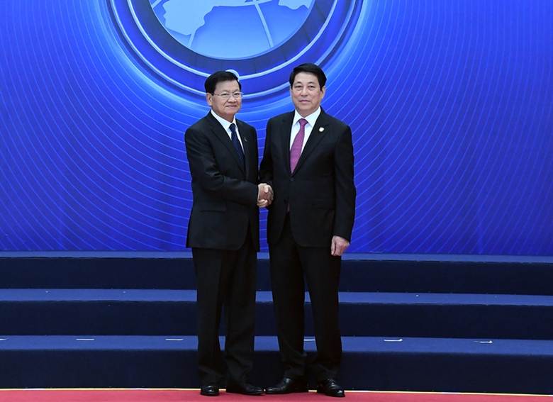 Chủ tịch nước Lương Cường và Tổng Bí thư, Chủ tịch nước Lào Thongloun Sisoulith - Ảnh VGP/Hải Minh