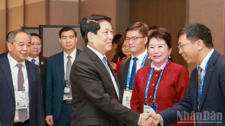 Chủ tịch nước Lương Cường tiếp lãnh đạo Tập đoàn MEBO International.
