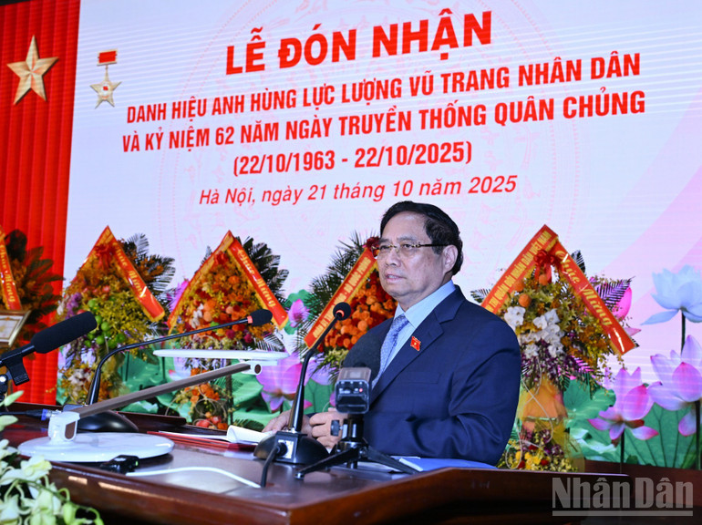 Thủ tướng Phạm Minh Chính phát biểu ý kiến tại Lễ kỷ niệm. (Ảnh: Trần Hải)
