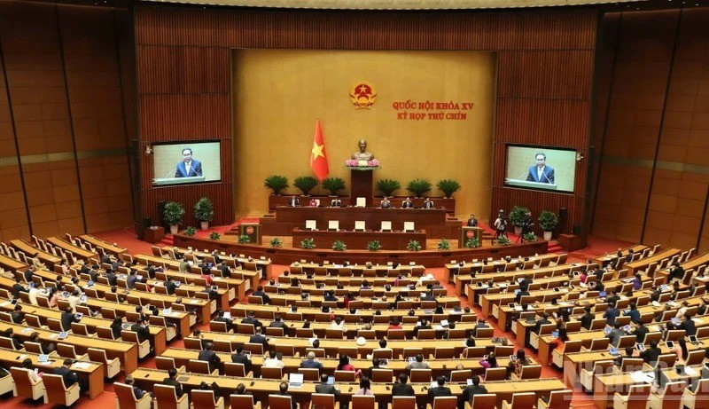 Quang cảnh phiên họp ở hội trường tại Kỳ họp thứ 9, Quốc hội khóa XV. (Ảnh: DUY LINH)