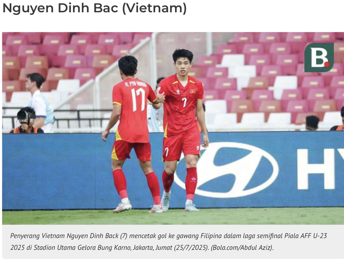 Đình Bắc được truyền thông Bola chú ý.