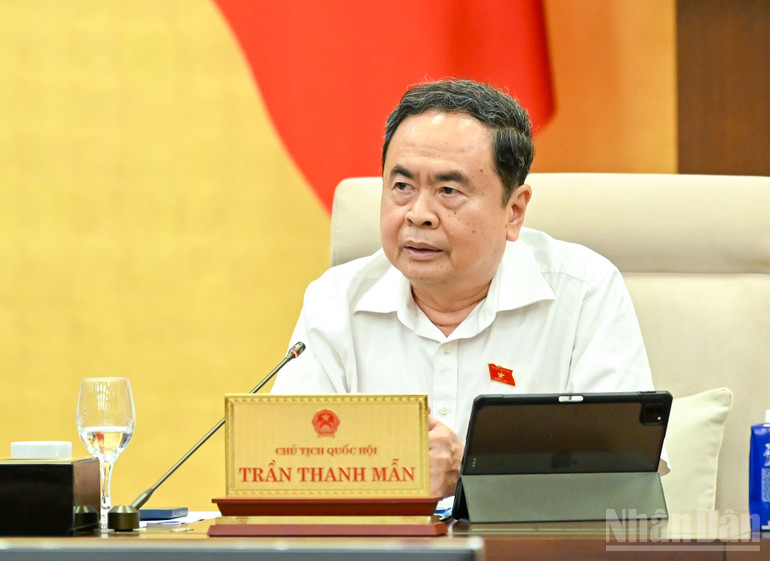 Chủ tịch Quốc hội Trần Thanh Mẫn phát biểu ý kiến. (Ảnh: DUY LINH)