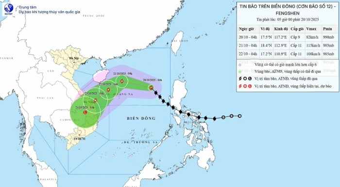 Bão số 12 giật cấp 11, cách đặc khu Hoàng Sa khoảng 540km