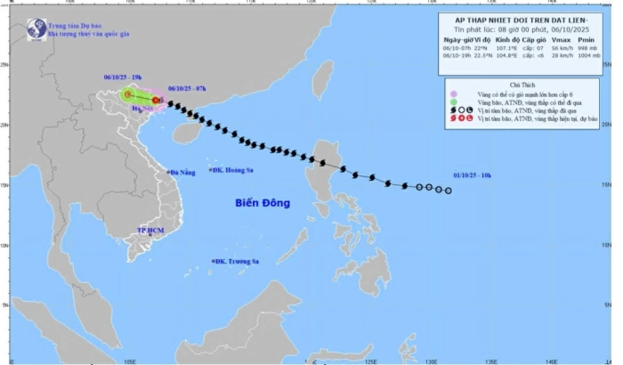 Bão số 11 suy yếu thành áp thấp nhiệt đới, Vĩnh Long có mưa rào và dông vài nơi