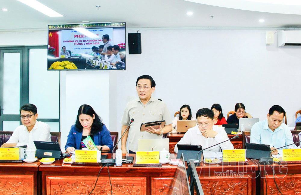 Đồng chí Trần Quốc Tuấn- Ủy viên Thường vụ Tỉnh ủy, Giám đốc Sở Công Thương phát biểu tại phiên họp.

