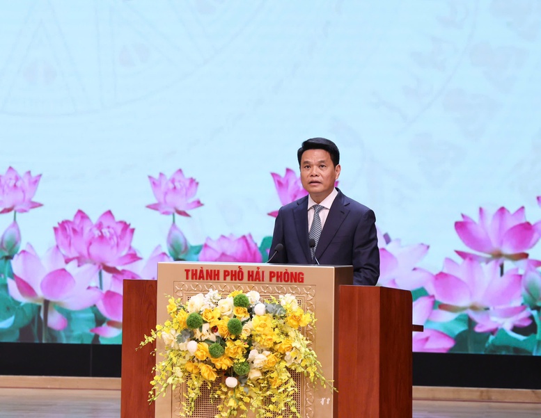 Bí thư Thành ủy Hải Phòng Lê Ngọc Châu phát biểu tại sự kiện - Ảnh: chinhphu.vn/Thu Giang