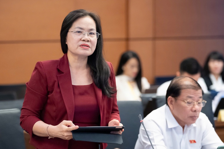 Đại biểu Quốc hội Nguyễn Thị Hồng Hạnh (TPHCM) phát biểu tại thảo luận Tổ