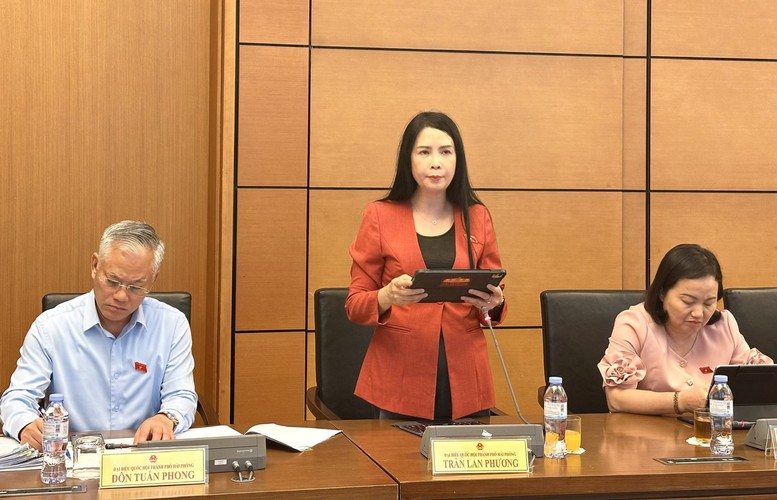 Đại biểu Trần Lan Phương (đoàn Hải Phòng) góp ý đối với dự thảo Luật Thực hiện dân chủ ở cơ sở (sửa đổi) - Ảnh: chinhphu.vn/Diệp Anh

