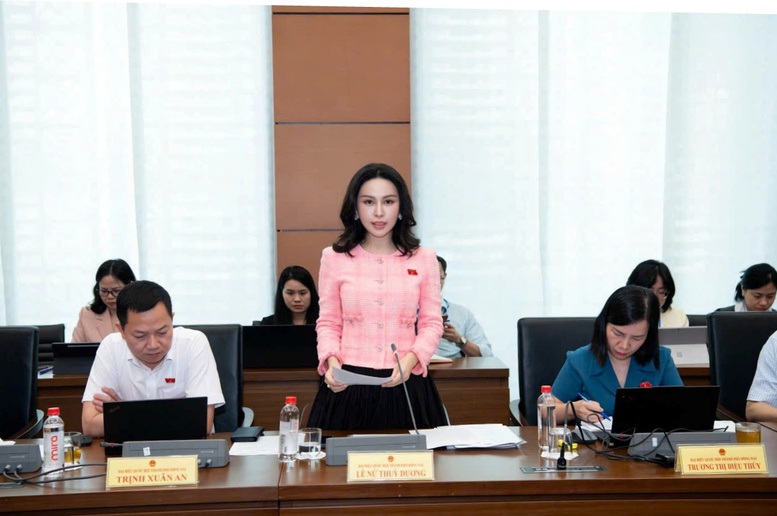 Đại biểu Quốc hội Lê Nữ Thuỳ Dương (Đồng Nai) phát biểu tại thảo luận Tổ

