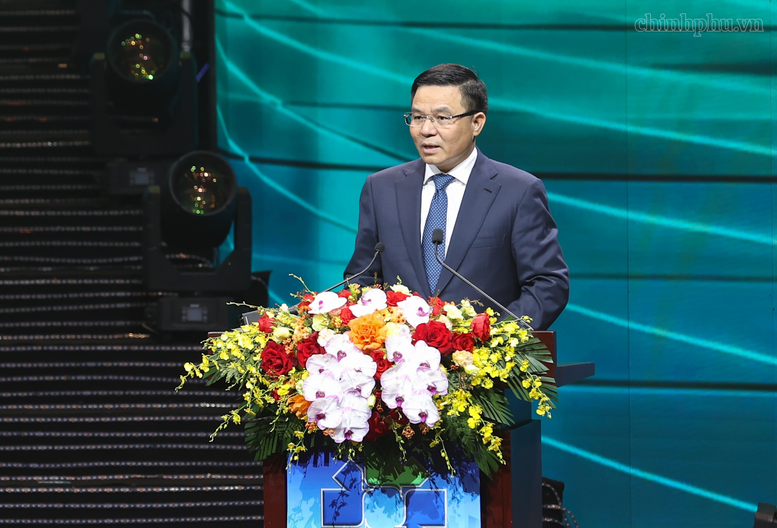 Bộ trưởng Công Thương Lê Mạnh Hùng, Chủ tịch Hội đồng Thương hiệu quốc gia phát biểu - Ảnh: chinhphu.vn/Nhật Bắc