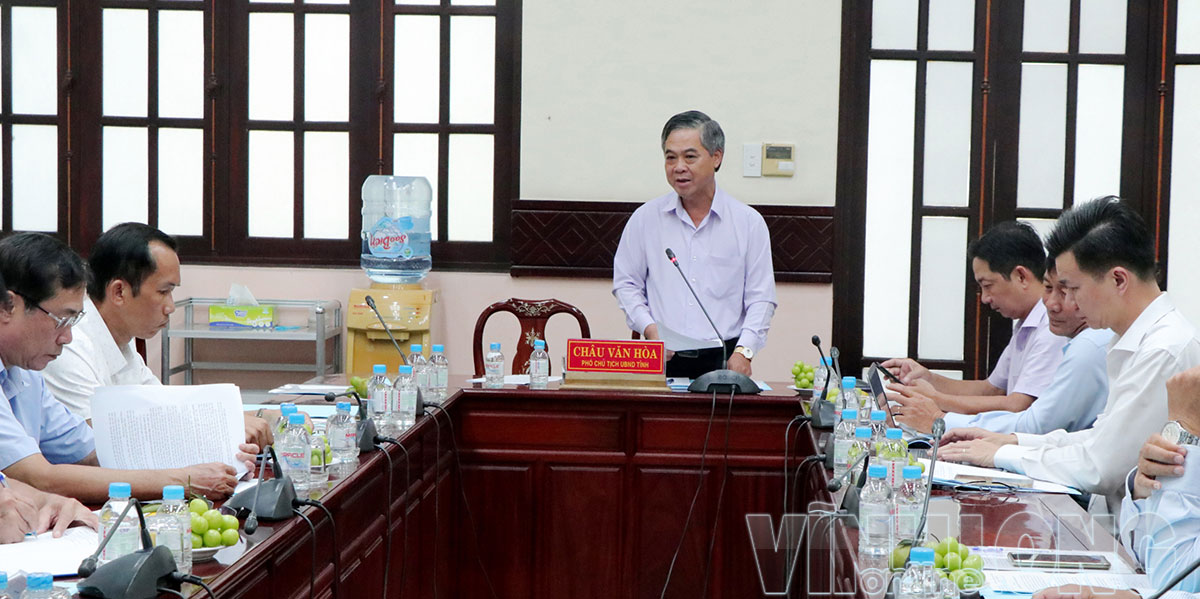 Phó Chủ tịch UBND tỉnh - Châu Văn Hòa phát biểu tại cuộc họp.