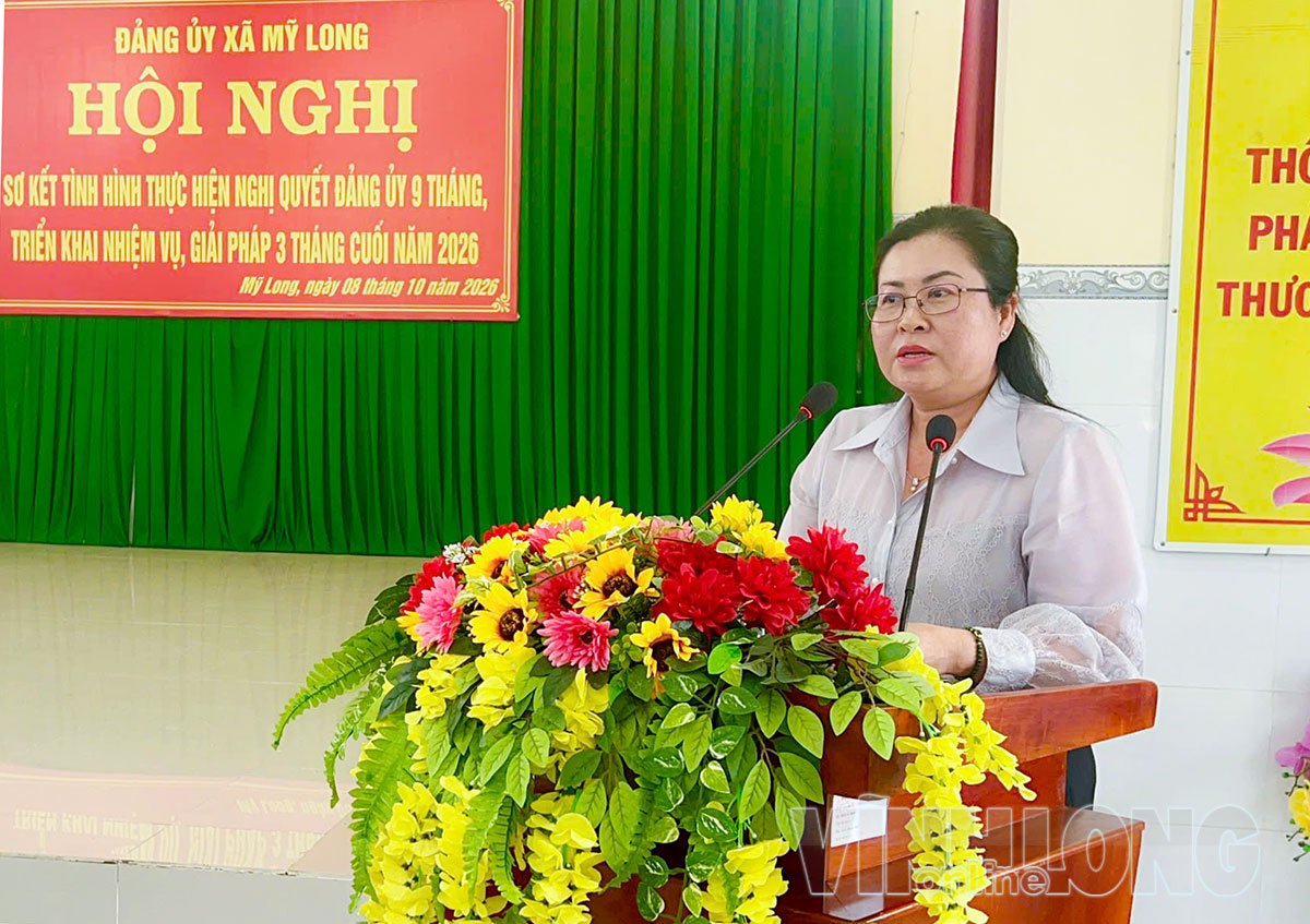 Trưởng Ban Tuyên giáo Tỉnh ủy Nguyễn Thị Minh Trang phát biểu chỉ đạo hội nghị. Ảnh: VĂN MINH