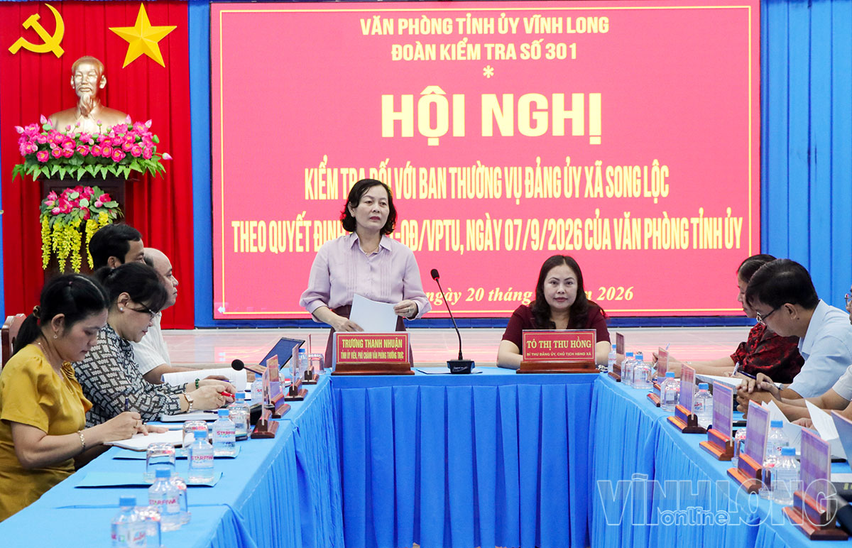 Phó Chánh Văn phòng Tỉnh ủy - Trương Thanh Nhuận phát biểu tại buổi kiểm tra.
