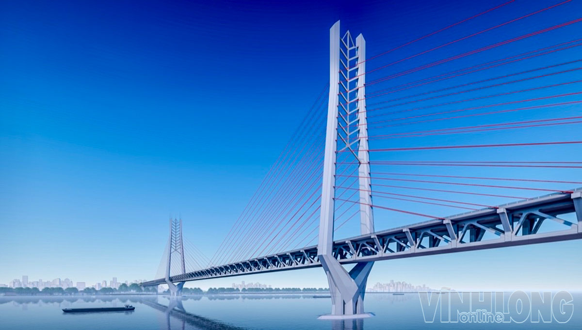 Dự án dự kiến được khởi công năm 2027, hoàn thành toàn bộ công trình đưa vào khai thác sử dụng sau 5 năm. Ảnh: Phối cảnh cầu Cần Thơ 2.