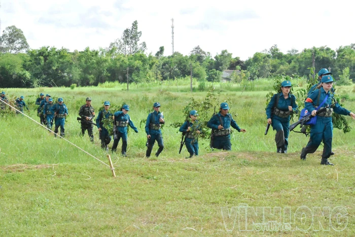 Diễn tập chiến đấu phòng thủ tại xã Hiệp Mỹ