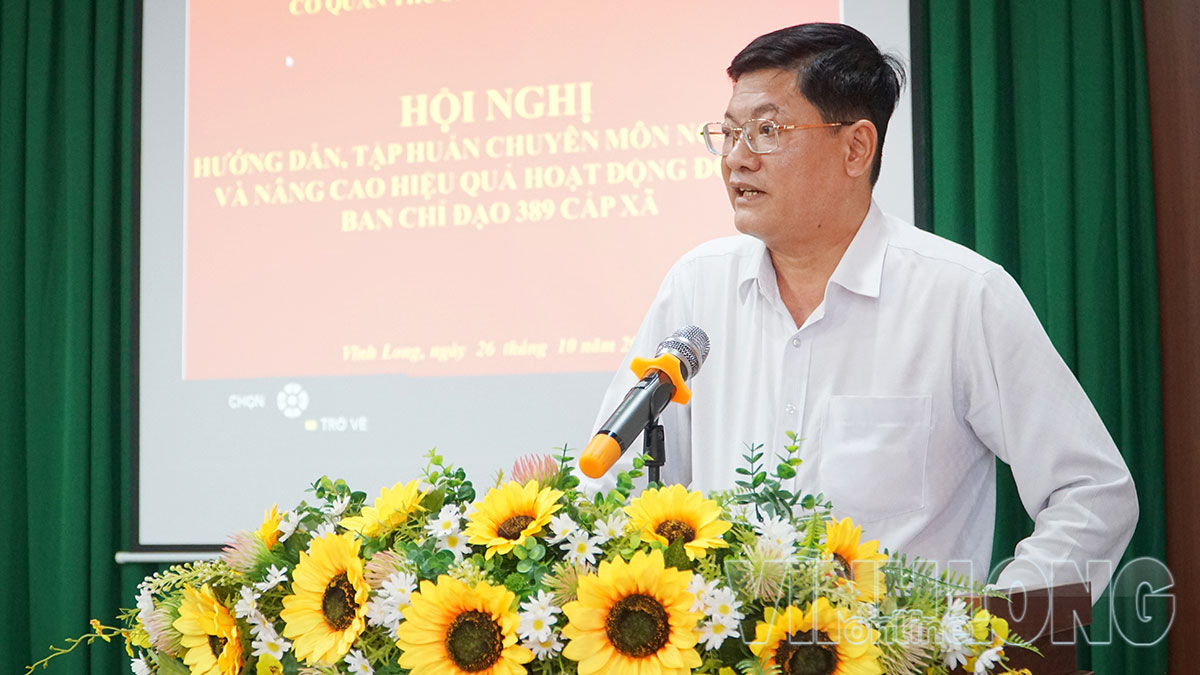 Ông Phạm Hữu Dự- Phó Giám đốc Sở Công Thương, Ủy viên Thường trực Ban Chỉ đạo 389 tỉnh phát biểu tại hội nghị.
