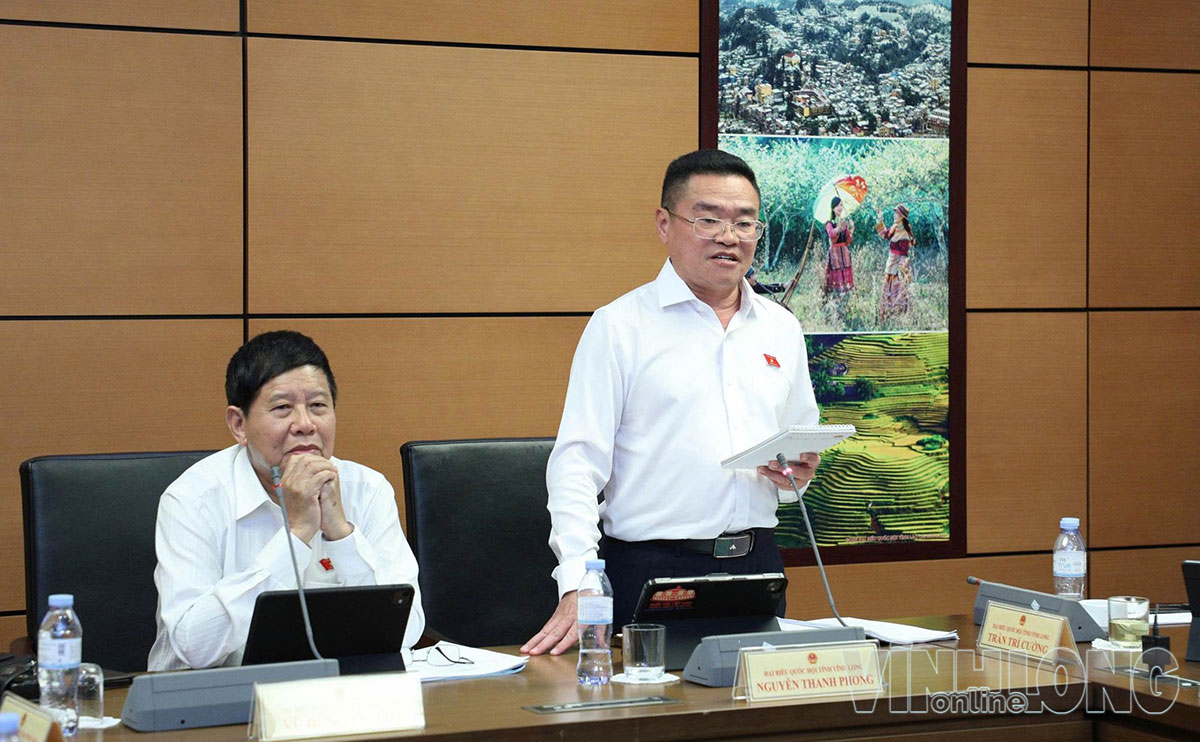 
Đại tá Nguyễn Thanh Phong, Phó Giám đốc Công an tỉnh (biệt phái), Phó Trưởng Ban Nội chính Tỉnh uỷ Vĩnh Long phát biểu tại Tổ chiều ngày 19/10.

