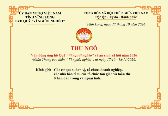 Vận động ủng hộ Quỹ “Vì người nghèo” và an sinh xã hội năm 2026