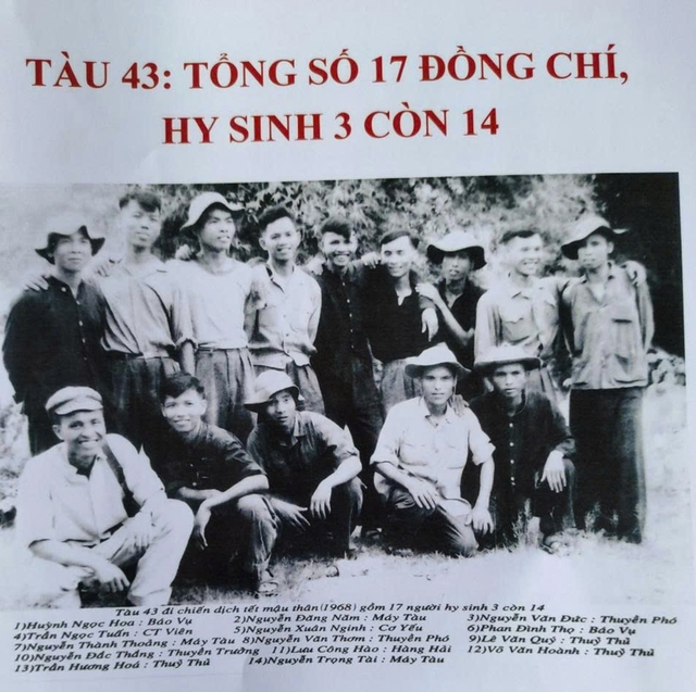 Cán bộ, chiến sĩ tàu C43 trên hành trình trở ra Bắc sau thời gian điều trị tại bệnh xá của bác sĩ Đặng Thùy Trâm.

ẢNH: TƯ LIỆU

