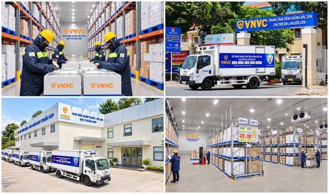Hệ thống kho lạnh, dây chuyền lạnh đồng bộ và mạng lưới xe lạnh chuyên dụng giúp VNVC bảo đảm chất lượng vắc xin, cung ứng kịp thời đến các địa phương.

