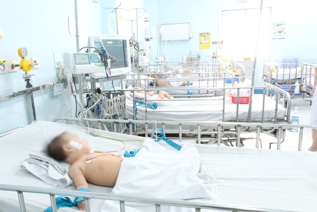 Bệnh viện Nhi đồng 1 TP.HCM điều trị hồi sức tích cực cho nhiều trẻ mắc tay chân miệng nặng do chủng virus EV71 gây ra.

ẢNH: BÌNH AN

