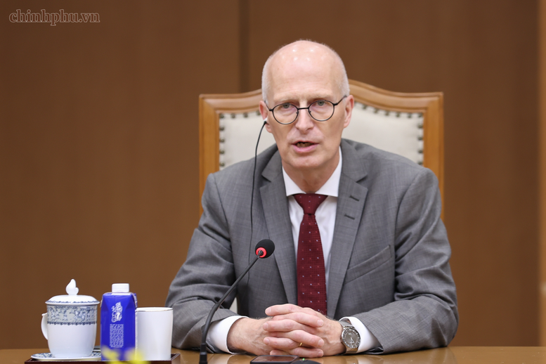 Ông Peter Tschentscher, Thủ hiến kiêm Thị trưởng thứ nhất thành phố Hamburg phát biểu - Ảnh: chinhphu.vn/Nhật Bắc

