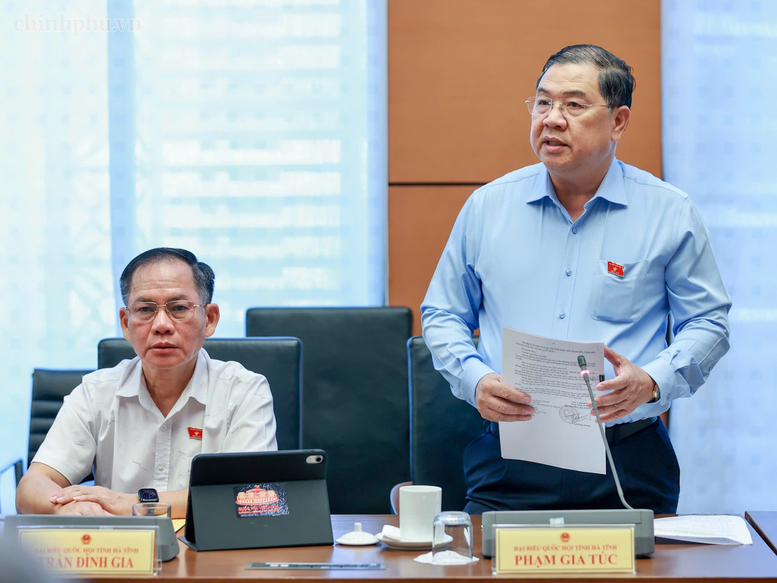 Phó Thủ tướng Thường trực Chính phủ Phạm Gia Túc phát biểu thảo luận tại Tổ 3 - Ảnh: chinhphu.vn/Nhật Bắc

