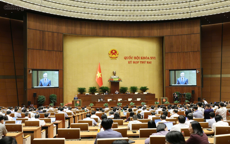 Quốc hội nghe báo cáo về dự án Luật Ngân sách Nhà nước (hợp nhất) - Ảnh: chinhphu.vn/Nhật Bắc

