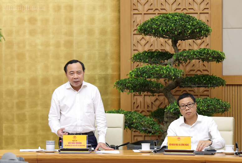 Bộ trưởng Bộ Khoa học và Công nghệ (KH&CN) Vũ Hải Quân phát biểu tại hội nghị - Ảnh: chinhphu.vn/Gia Huy

