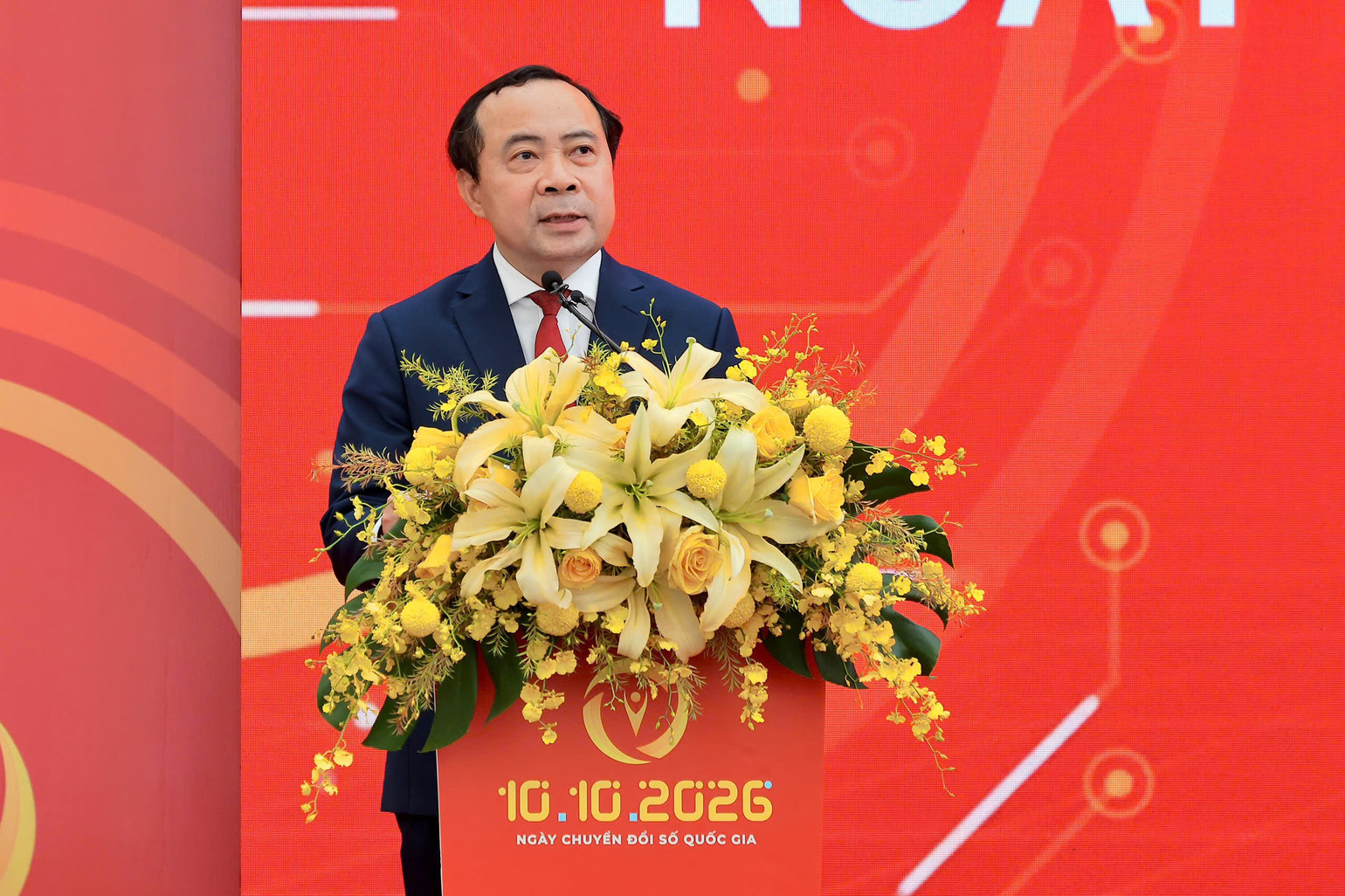 Bộ trưởng Khoa học và Công nghệ Vũ Hải Quân phát biểu chào mừng Ngày Chuyển đổi số quốc gia năm 2026. (Ảnh: Bộ Khoa học và Công nghệ)
