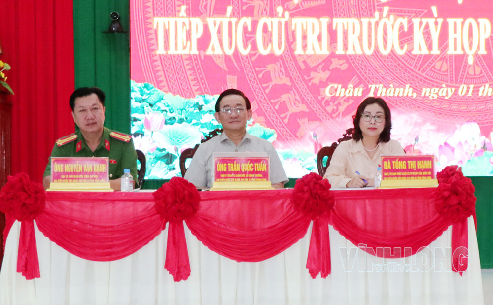 Đơn vị bầu cử số 3 - Đoàn ĐBQH tỉnh tiếp xúc cử tri xã Châu Thành. Ảnh: SƠN TUYỀN