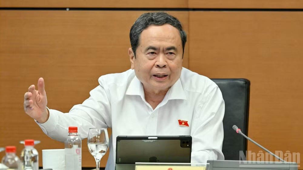 Chủ tịch Quốc hội Trần Thanh Mẫn phát biểu tại tổ. (Ảnh: THỦY NGUYÊN)