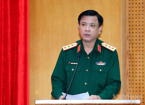 Thượng tướng Nguyễn Trường Thắng phát biểu chỉ đạo. (Ảnh: THẾ ĐẠI)
