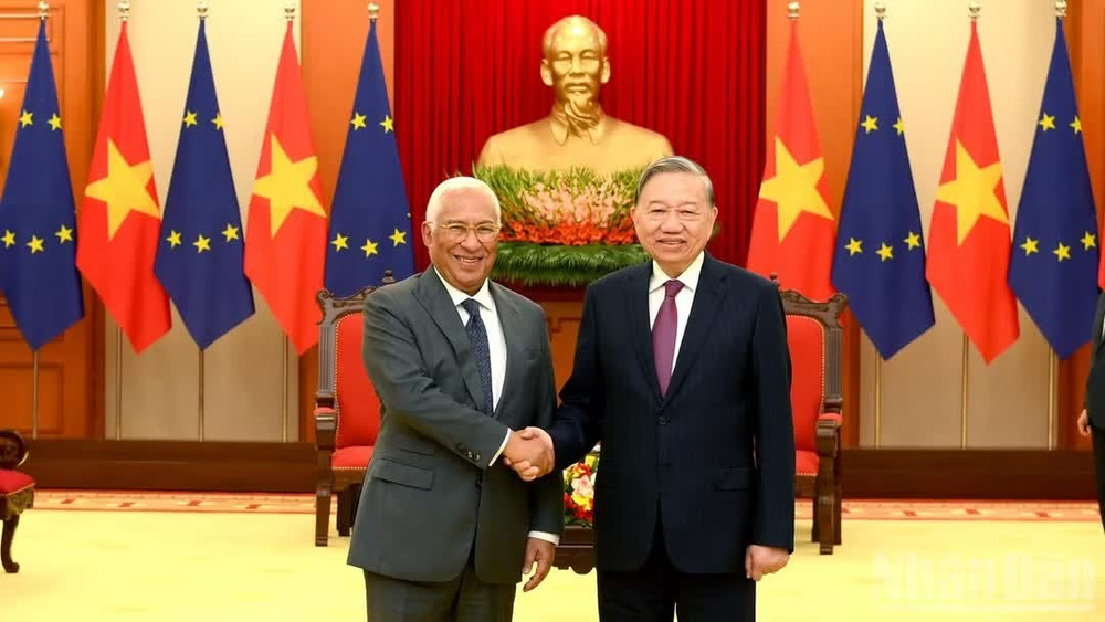 Chiều 29/1/2026, tại Trụ sở Trung ương Đảng, Tổng Bí thư Tô Lâm tiếp Chủ tịch Hội đồng châu Âu Antonio Costa. (Ảnh: ĐĂNG KHOA)
