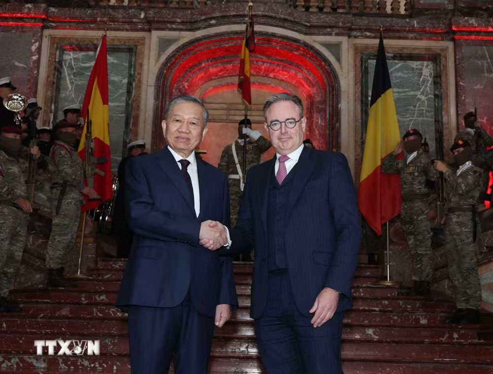 Thủ tướng Bỉ Bart De Wever chủ trì Lễ đón Tổng Bí thư, Chủ tịch nước Tô Lâm - Ảnh: TTXVN