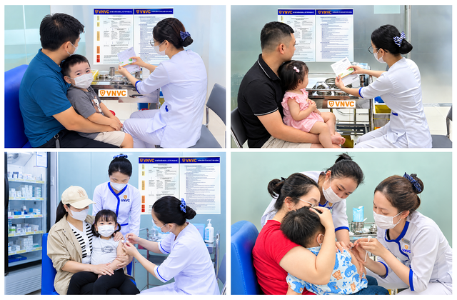Vợ chồng chị Thanh Muội (ảnh trên bên trái) đưa con trai Gia Hưng, 5 tuổi, đến VNVC Cà Mau tiêm vắc xin tay chân miệng phòng bệnh.

ẢNH: KIỀU DIỄM

