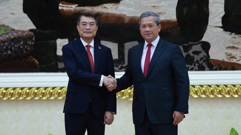 Thủ tướng Chính phủ Lê Minh Hưng và Thủ tướng Campuchia Hun Manet. (Ảnh: chinhphu.vn/Nhật Bắc)