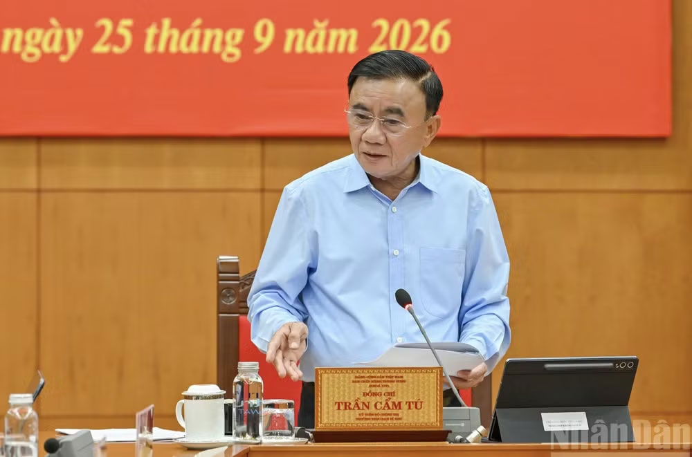 Đồng chí Trần Cẩm Tú, Ủy viên Bộ Chính trị, Thường trực Ban Bí thư. (Ảnh: THỦY NGUYÊN)