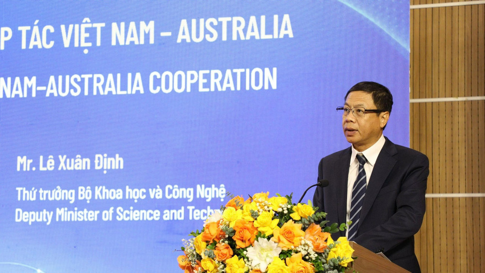 Thứ trưởng Khoa học và Công nghệ Lê Xuân Định phát biểu tại Diễn đàn. (Ảnh: BÍCH LIÊN)
