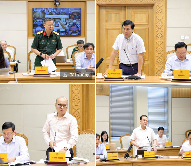 Đại diện các bộ, ngành phát biểu tại cuộc họp - Ảnh: chinhphu.vn/Gia Huy

