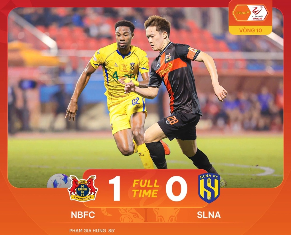 CLB Ninh Bình đánh bại SL Nghệ An với tỷ số 1-0 (Ảnh: VPF).