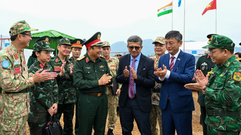 Các đại biểu tại diễn tập song phương Việt Nam-Ấn Độ về Gìn giữ hòa bình Liên hợp quốc năm 2025.