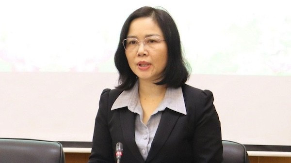 Phó Cục trưởng Cục Phổ biến, giáo dục pháp luật và Trợ giúp pháp lý Vũ Thị Hường thông tin tại hội nghị. (Ảnh: TL)
