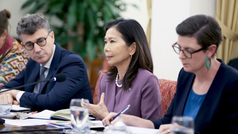 Điều phối viên thường trú Liên hợp quốc tại Việt Nam Pauline Tamesis phát biểu. (Ảnh: Báo Thế giới và Việt Nam)