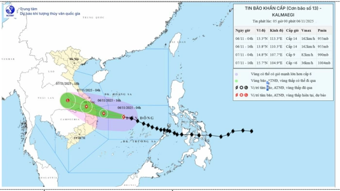 Ảnh hưởng của bão số 13: Ngoài khơi vùng biển Vĩnh Long có gió lúc cấp 6, giật cấp 7, sóng 1-3m, biển động