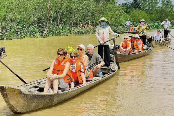Các kênh ở cù lao An Bình được nạo vét, phục vụ du lịch đường thủy.