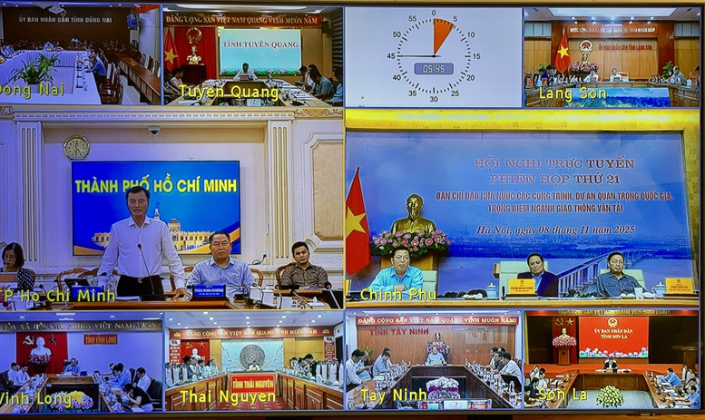 Phiên họp được kết nối trực tuyến từ trụ sở Chính phủ tới 26 tỉnh, thành phố đang có các công trình, dự án quan trọng quốc gia, trọng điểm ngành giao thông vận tải - Ảnh: VGP/Nhật Bắc