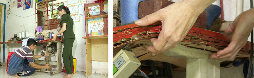 Bàn máy gắn bó nhiều năm với người thợ khiếm khuyết.