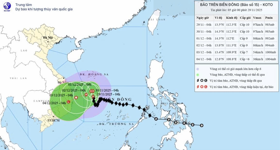 Dự báo diễn biến bão (trong 24 đến 72 giờ tới).